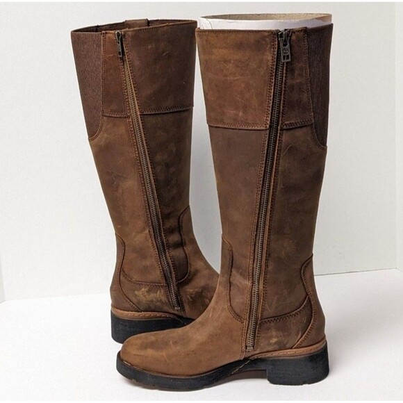 Timberland Graceyn Womens 7.5 Waterproof Tall Boot Side Zip Leather Distressed - Picture 4 of 14
